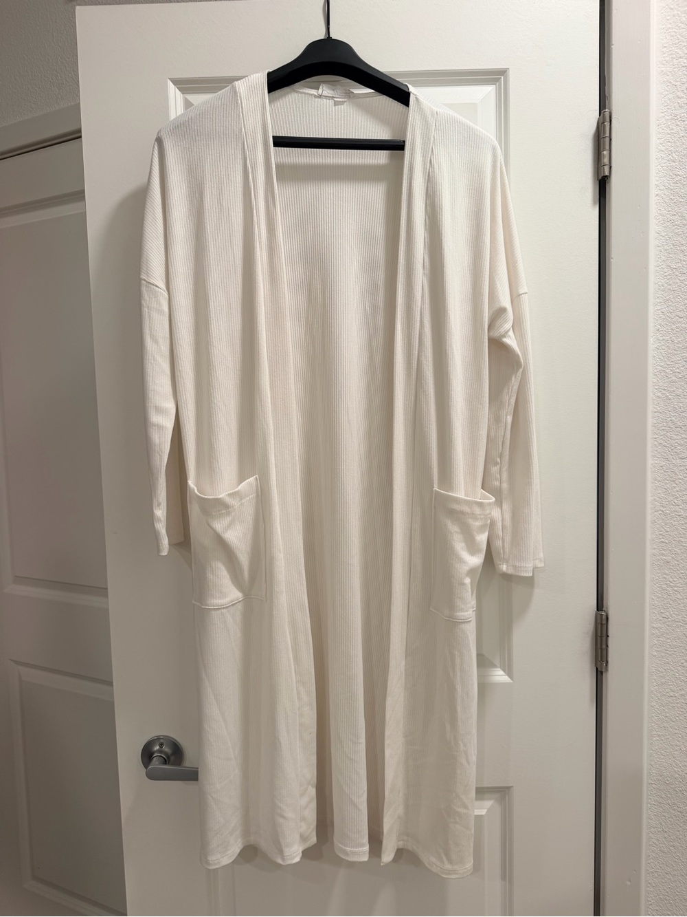 Women’s Open-Front Long Cardigan Robe - Off White